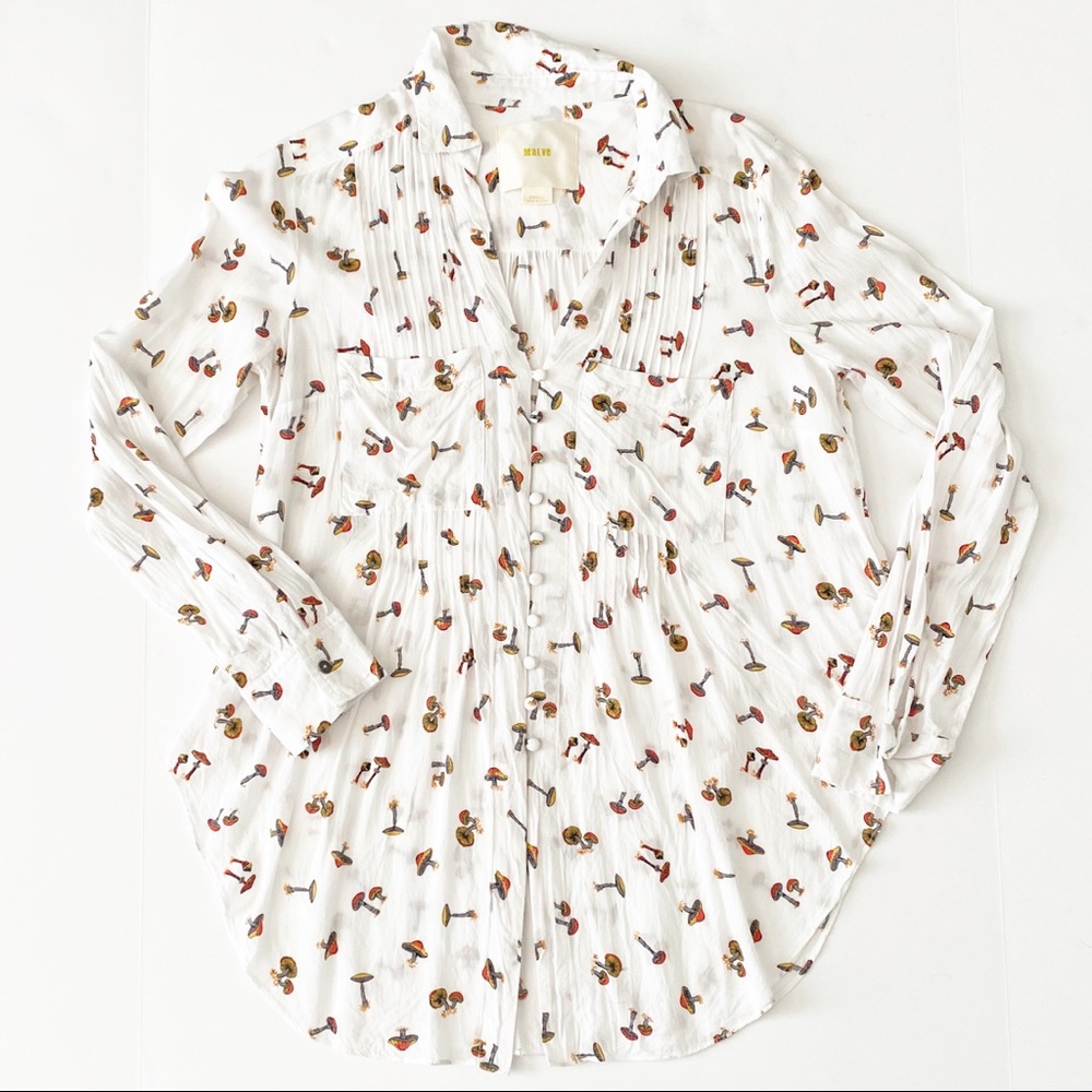 Anthropologie Maeve Matilda Mushroom Blouse sz S